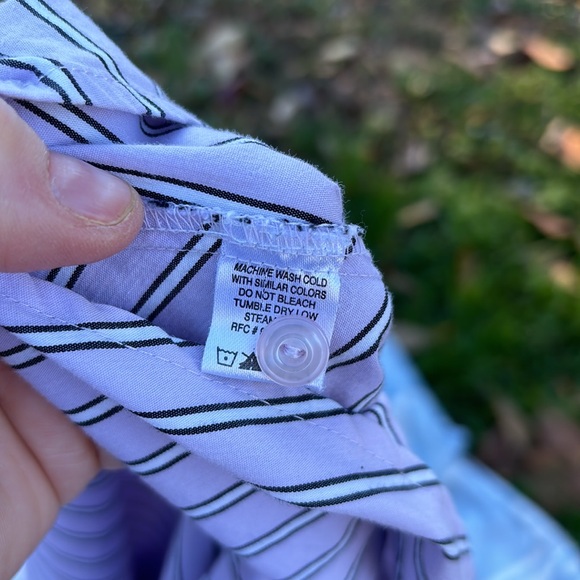 George Stretch Button Up Blouse Diagonal Purple Black White Stripes XL (16/18) - Picture 13 of 16